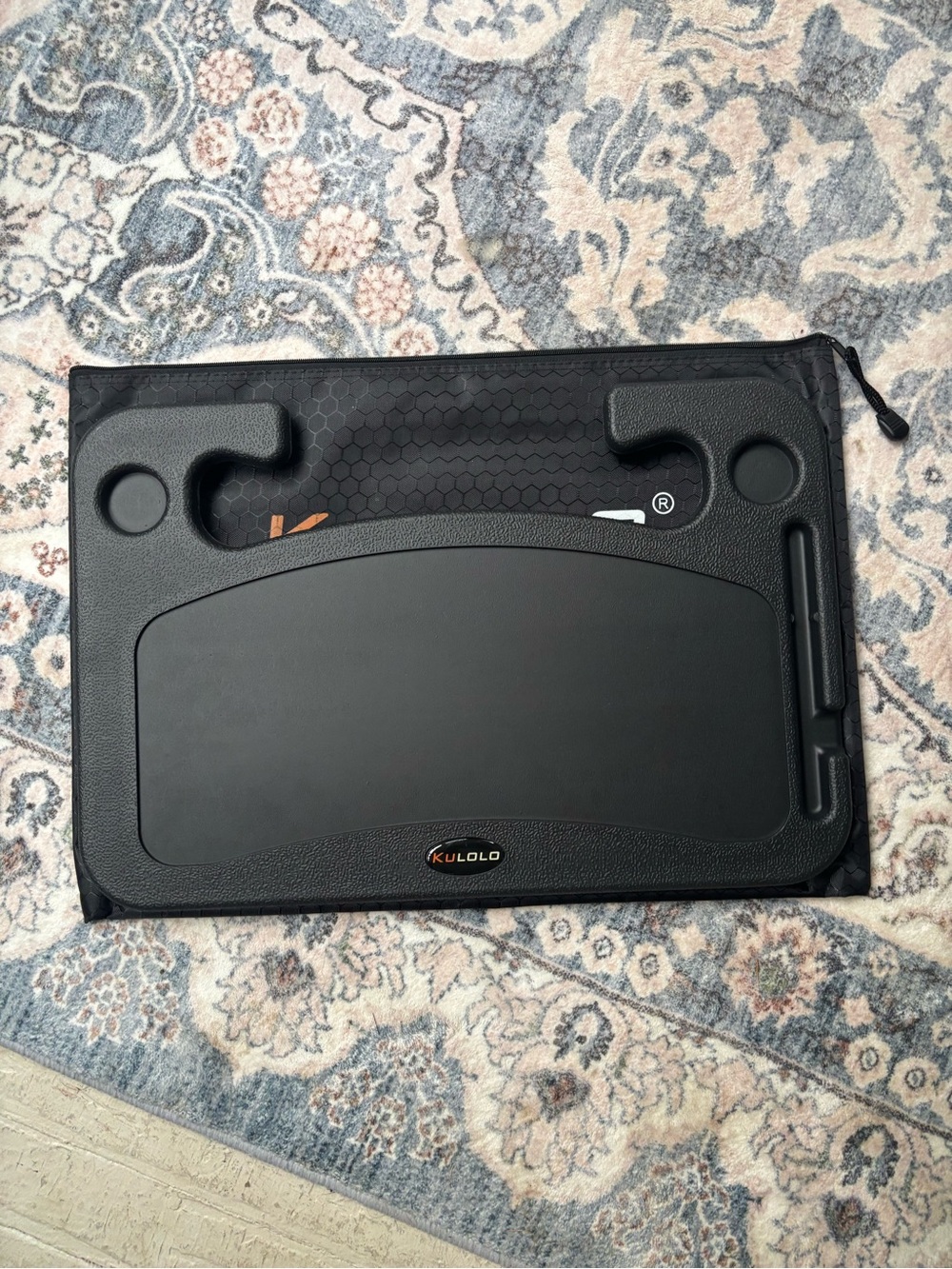 Black Adjustable Laptop Tray with Cup & Phone Holders